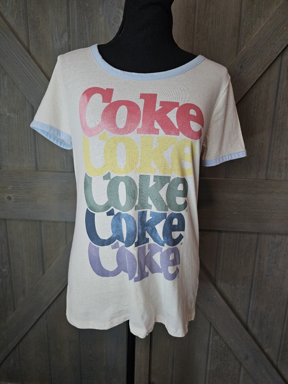 Coca-Cola Rainbow Logo Graphic T-Shirt Women's Medium